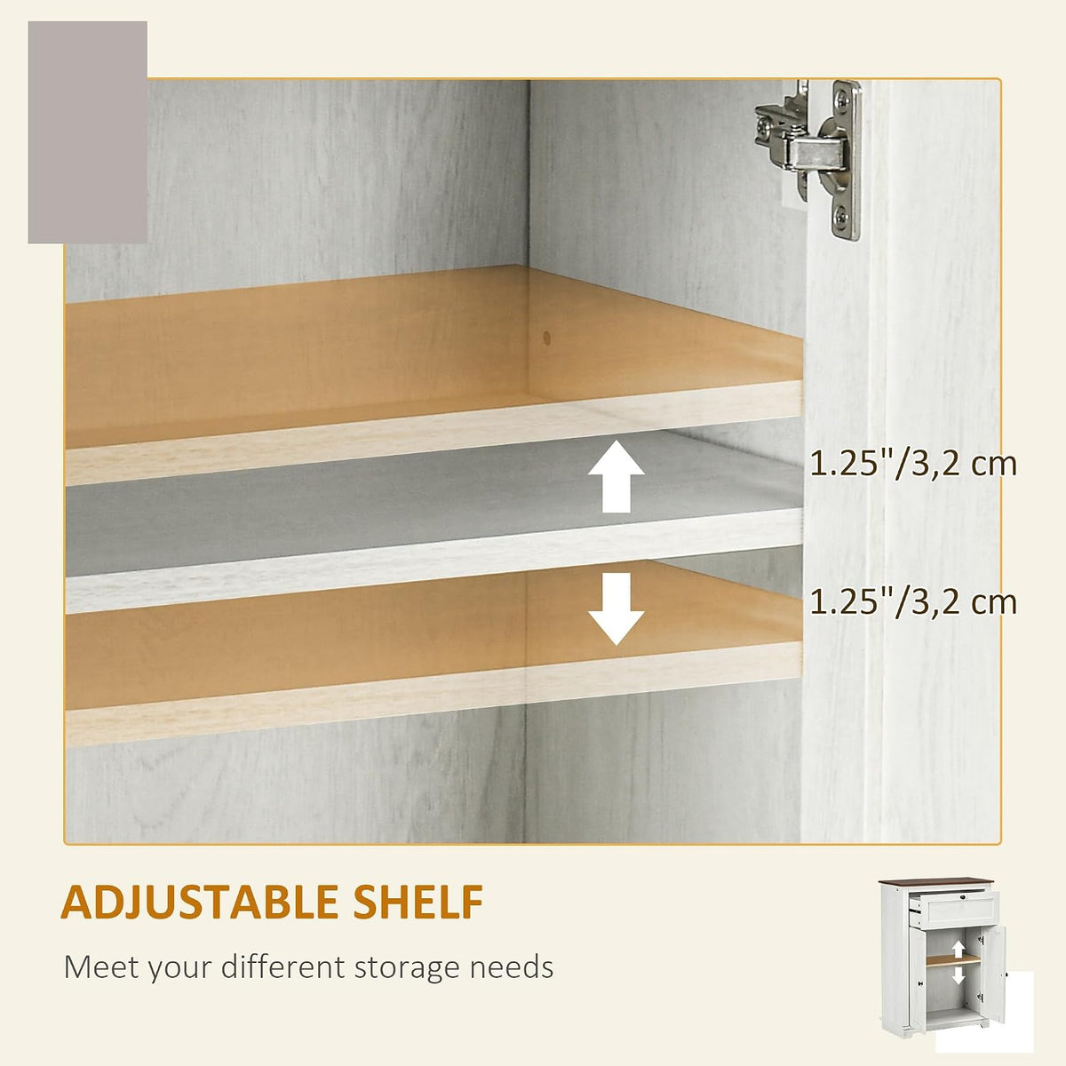 HOMCOM Farmhouse Barn Door Accent Cabinet with Double Doors White