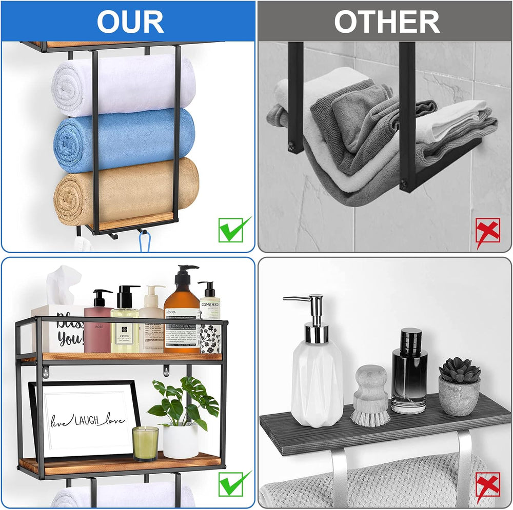 MOUGIGI Towel Rack Wall Mounted - Space-Saving Design for Small Bathrooms
