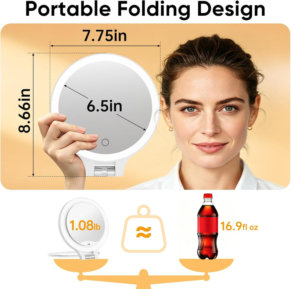 FASCINATE Travel 30X/1X Magnifying Mirror with Light Double Sided Mirror