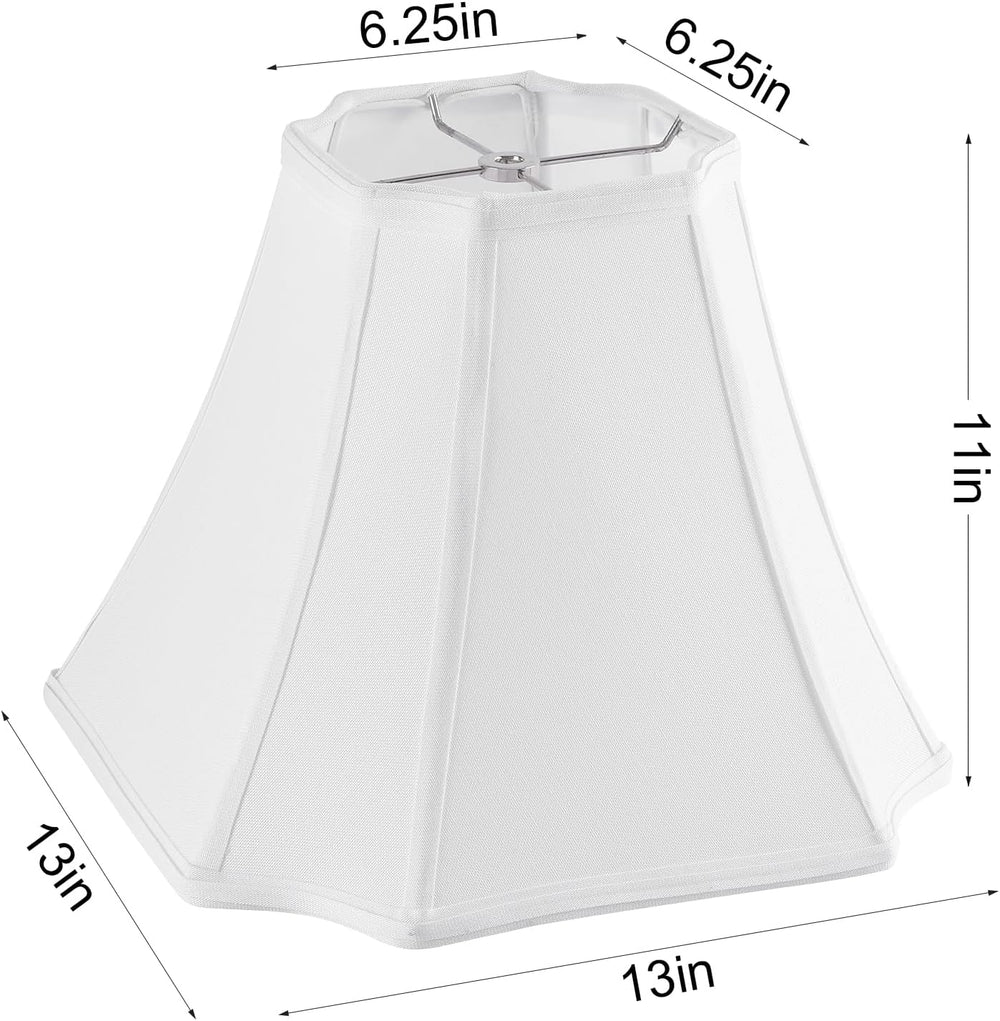 Pure White Linen Square Cut Corner Bell Lamp Shade Medium Lampshade 6.25×6.25...