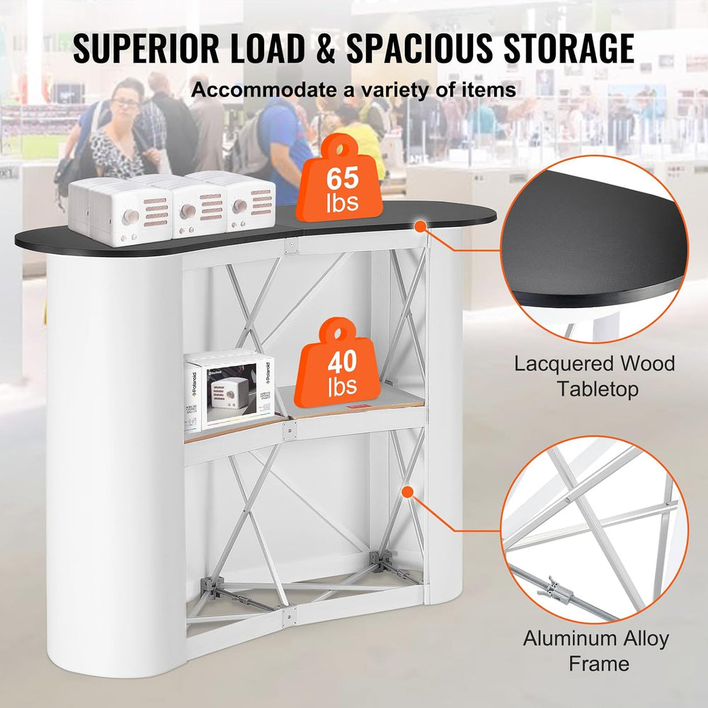 VEVOR Portable Tradeshow Podium Table, 51.18" x 18.31" x 37.4"...