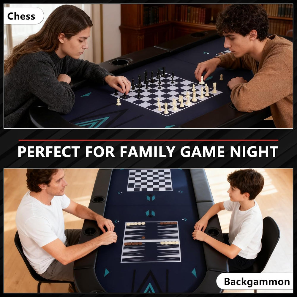 RAYKEEP 72" 4-in-1 Foldable Poker Table w/Interchangeable Game Mat