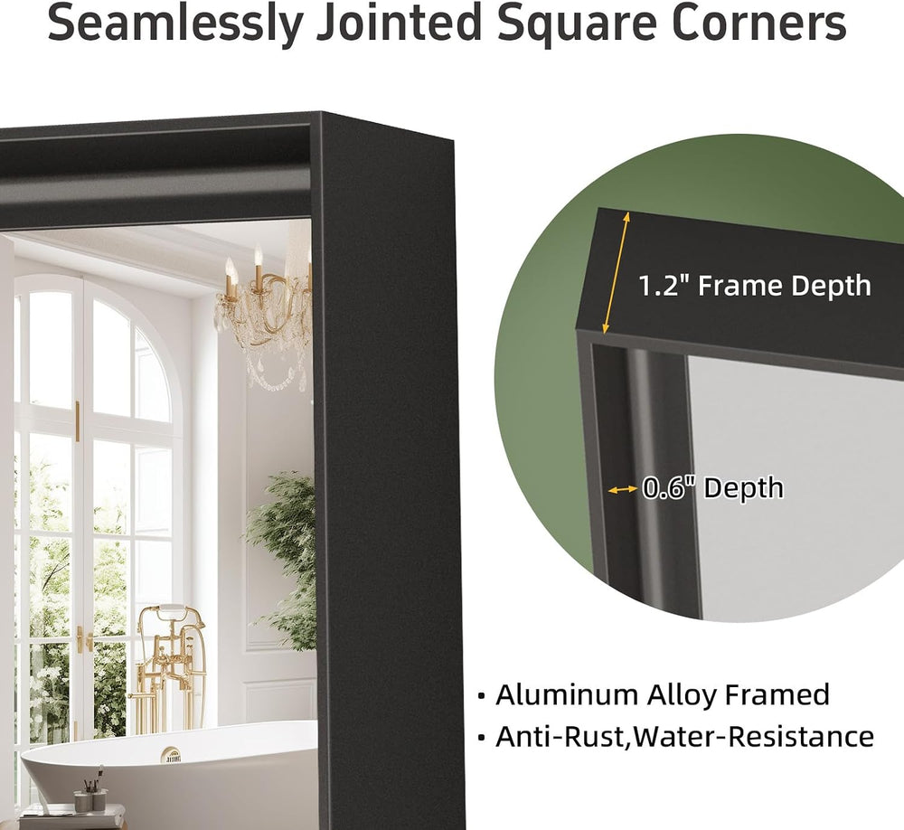 22x30 Inch Black Bathroom Mirror, Rectangular Vanity Mirror