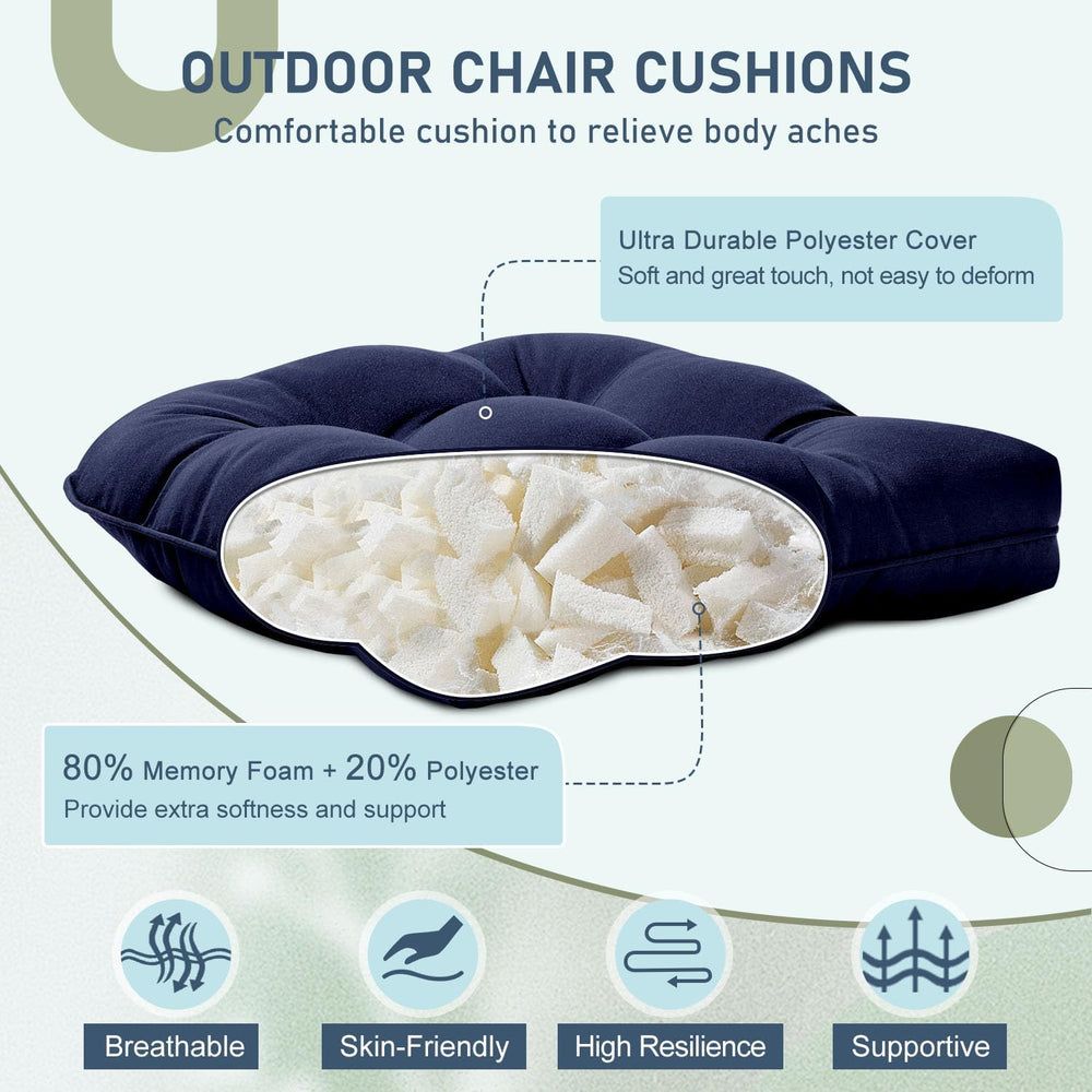 downluxe Outdoor Chair Cushions Set of 2 for Patio Furniture, Waterproof Tuft...
