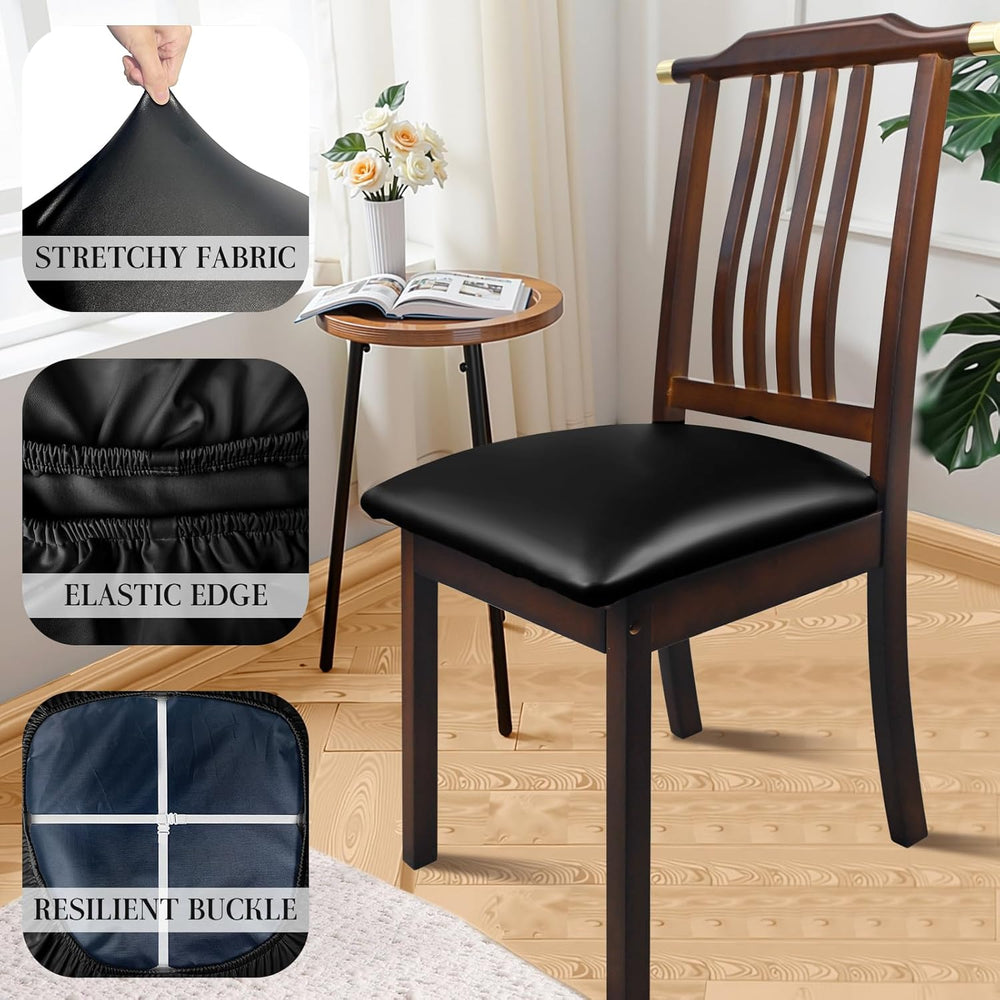 Pu Leather Dining Chair Seat Covers Set of 8, Waterproof Dining Seat Covers S...
