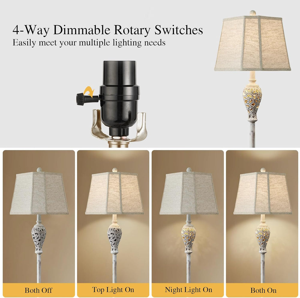 65'' Rustic Floor Lamp for Living Room with 2 Light Sources