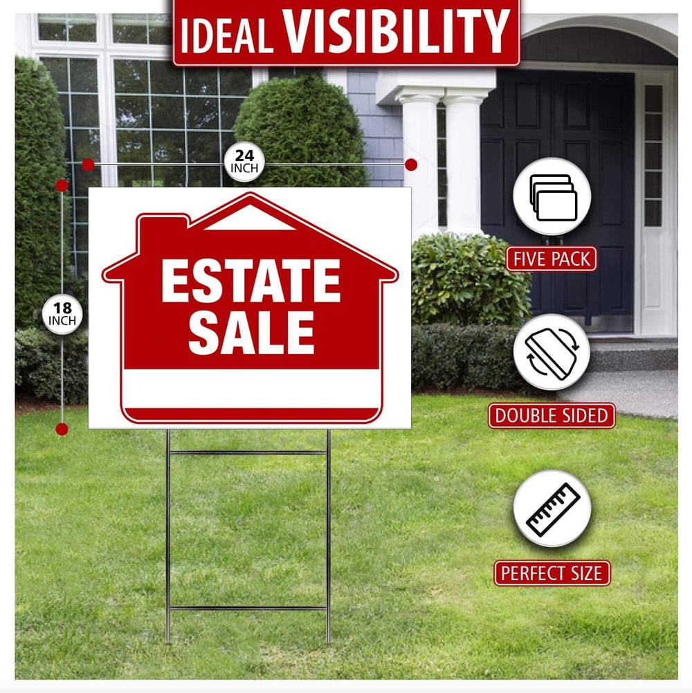Estate Sale Signs (10 Pack) – Premium LARGE 24” x 18” Double-Sided with Heavy...