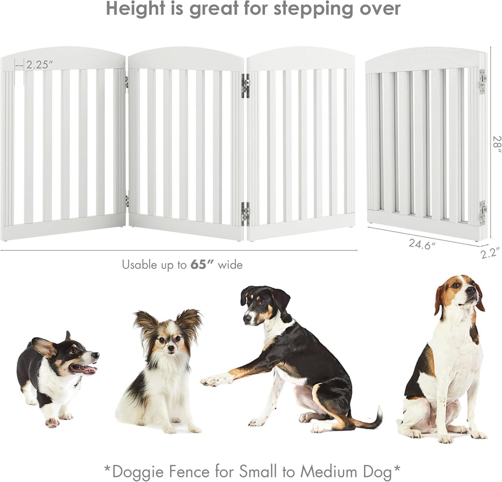 SPIRICH Wooden Freestanding Foldable Dog Gate, Stylish Modern, 28" Tall