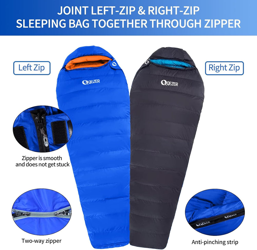 Down Mummy Sleeping Bag for Adults, 600 Fill Power Backpacking