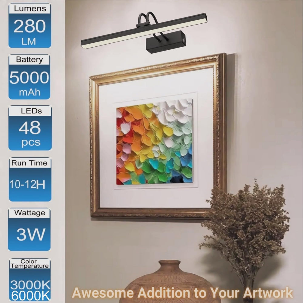 Rechargeable Picture Light with Remote, 13", Black