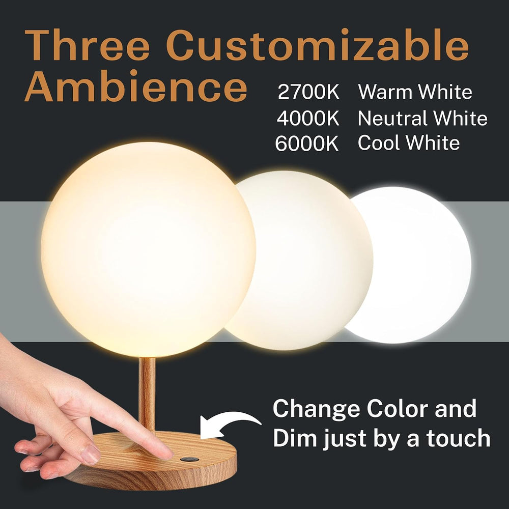 Glendora Cordless Table Lamp, 5000mAh Rechargeable Waterproof Desk Light
