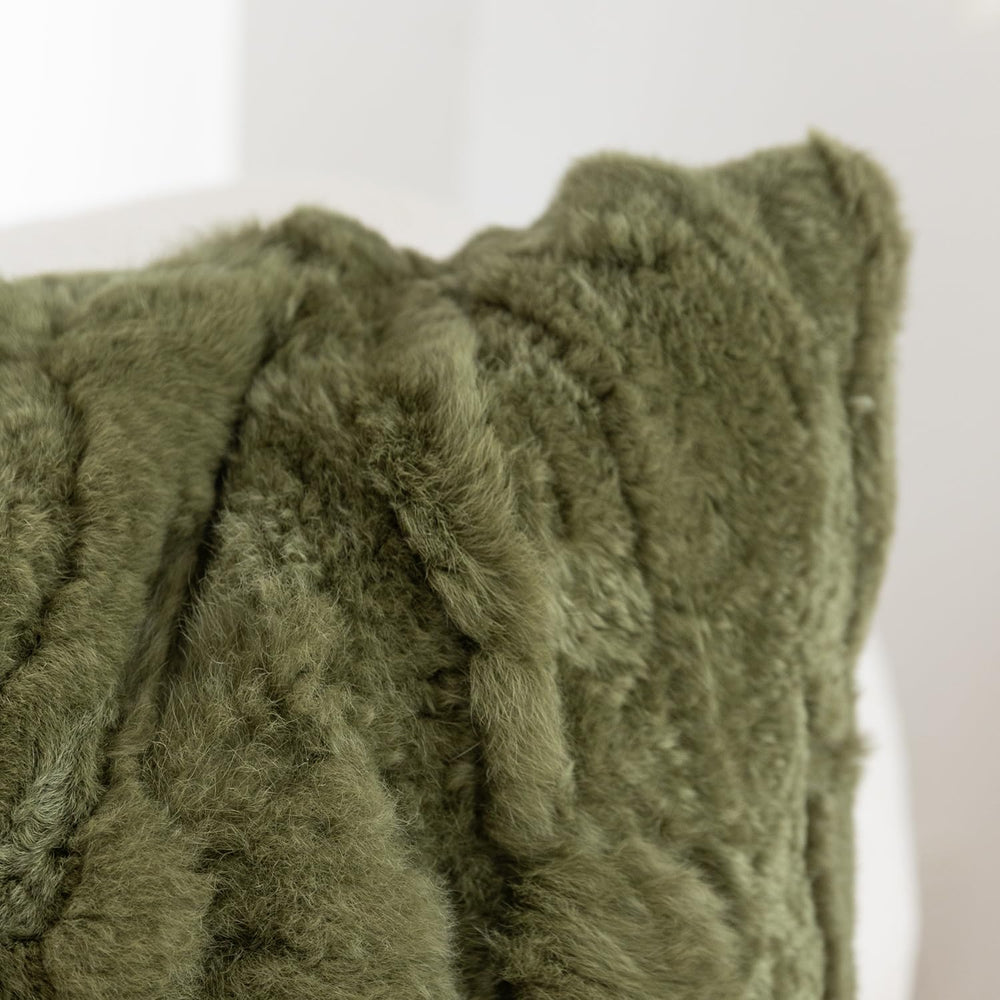 MOOX Rabbit Fur Throw Pillow Covers Decorative Fluffy Soft Fuzzy Plush Luxury...