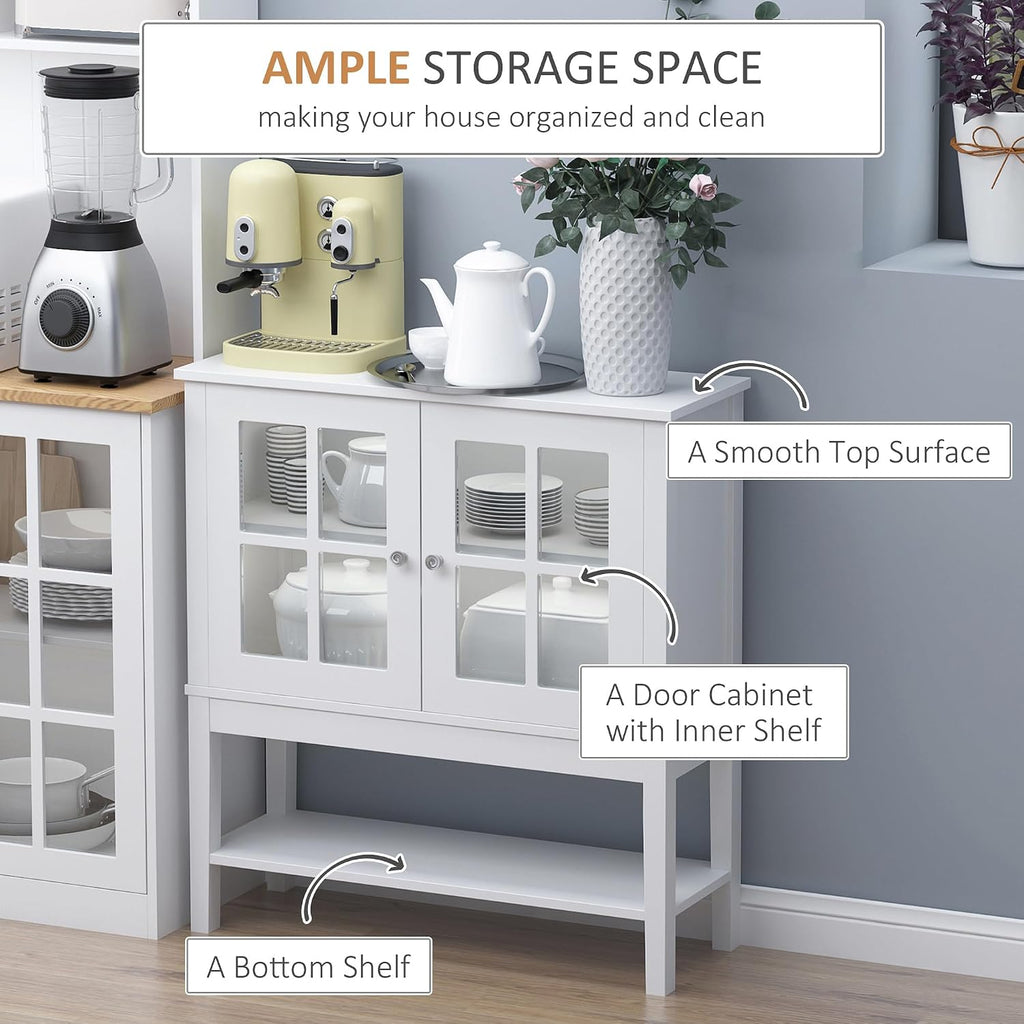 HOMCOM Sideboard Buffet Cabinet with Storage, Coffee Bar Cabinet, White