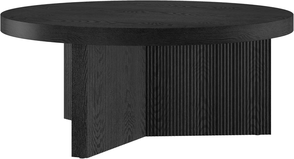 Henn&Hart 36" Scandinavian Fluted Coffee Table, Natural Black