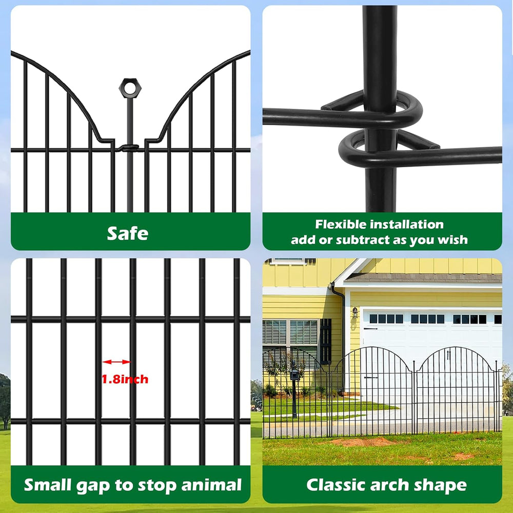10 Panels No Dig Decorative Outdoor Garden Fence, 24in (H) x20ft (L)