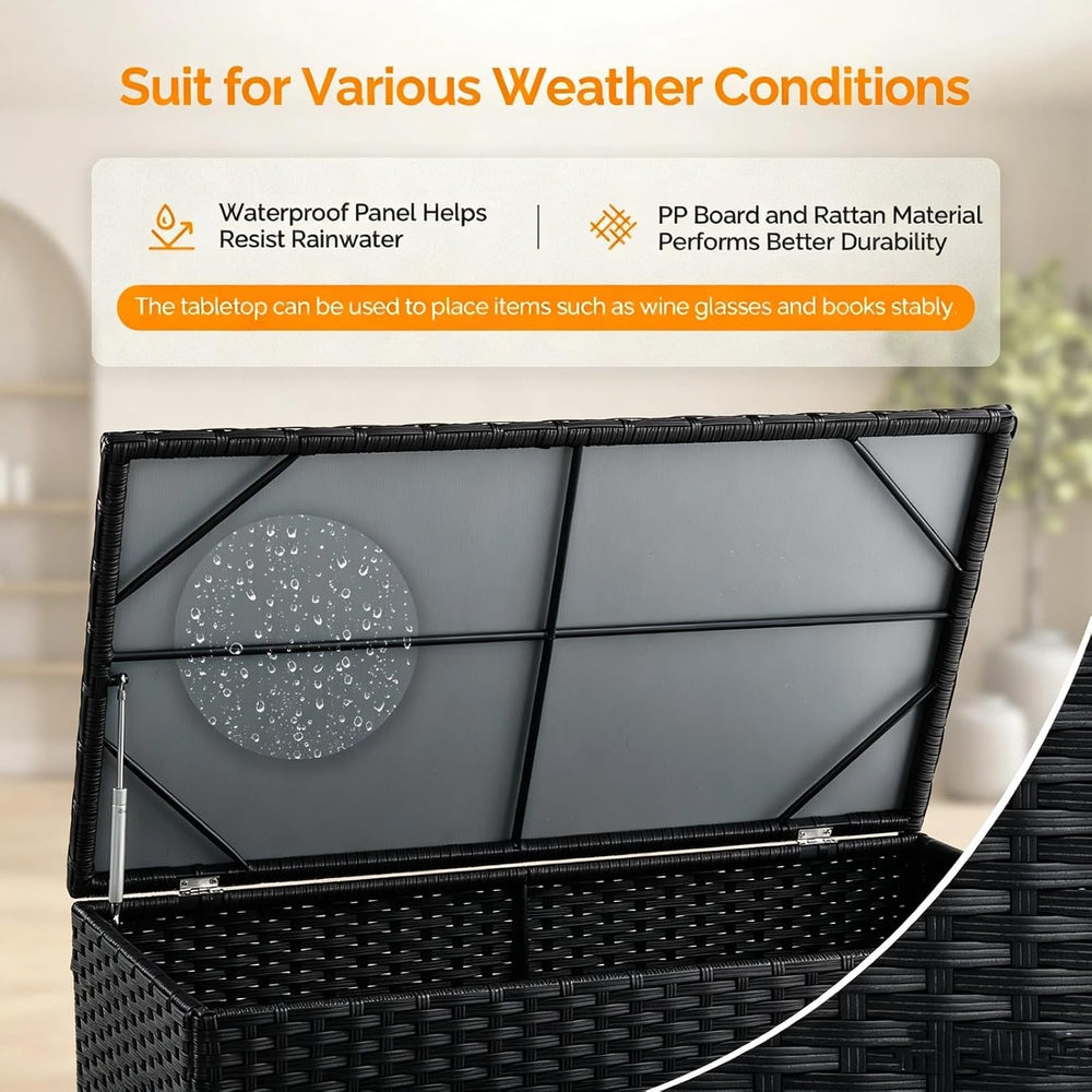 VINGLI Outdoor Coffee Table with Storage, All-Weather Wicker Patio Table for ...