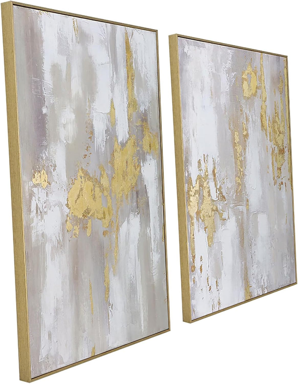 Zessonic Modern Gold and Neutral Abstract Textured Large Wall Art,24"x36...