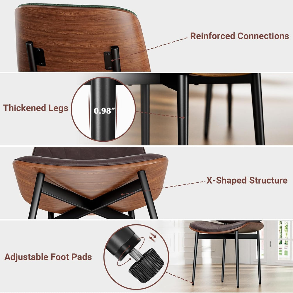 YaFiti Dining Chairs Set of 2, Mid Century Modern PU Leather Kitchen Chairs