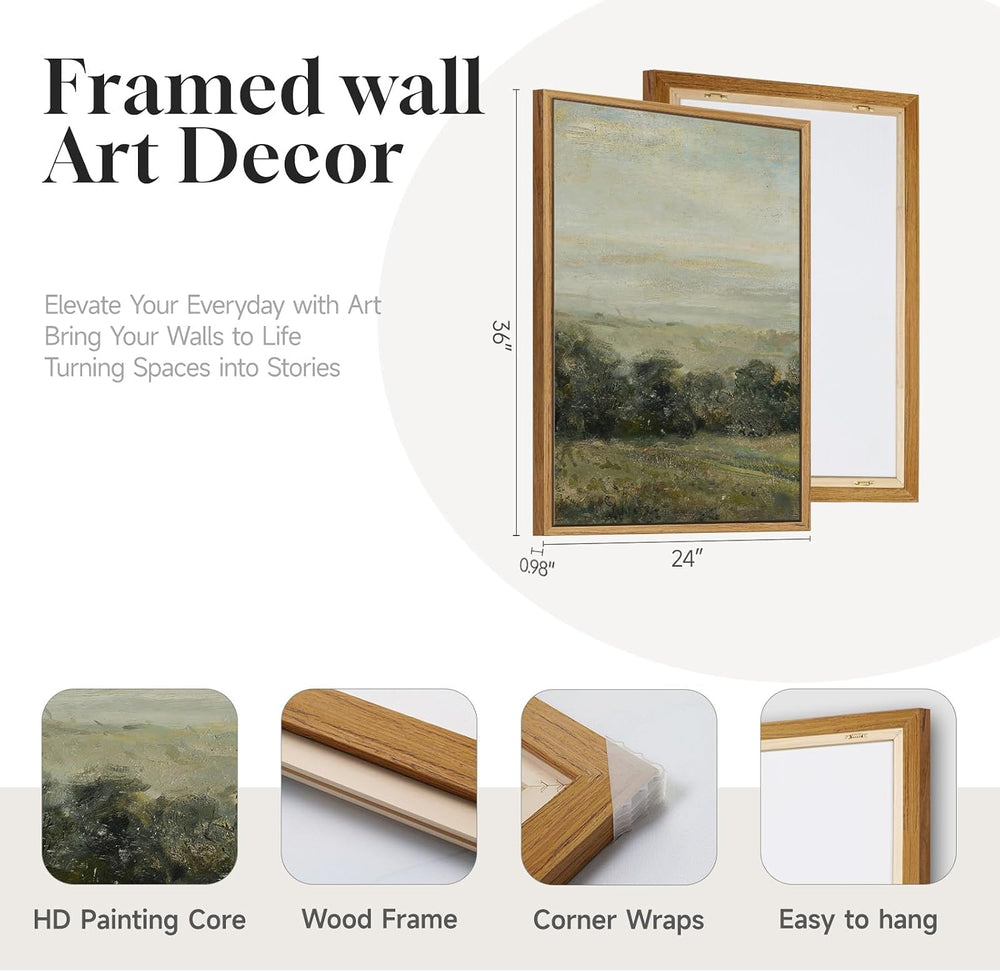 3 Piece Large Framed Vintage Landscape Wall Art for Living Room, 24x36 Inch