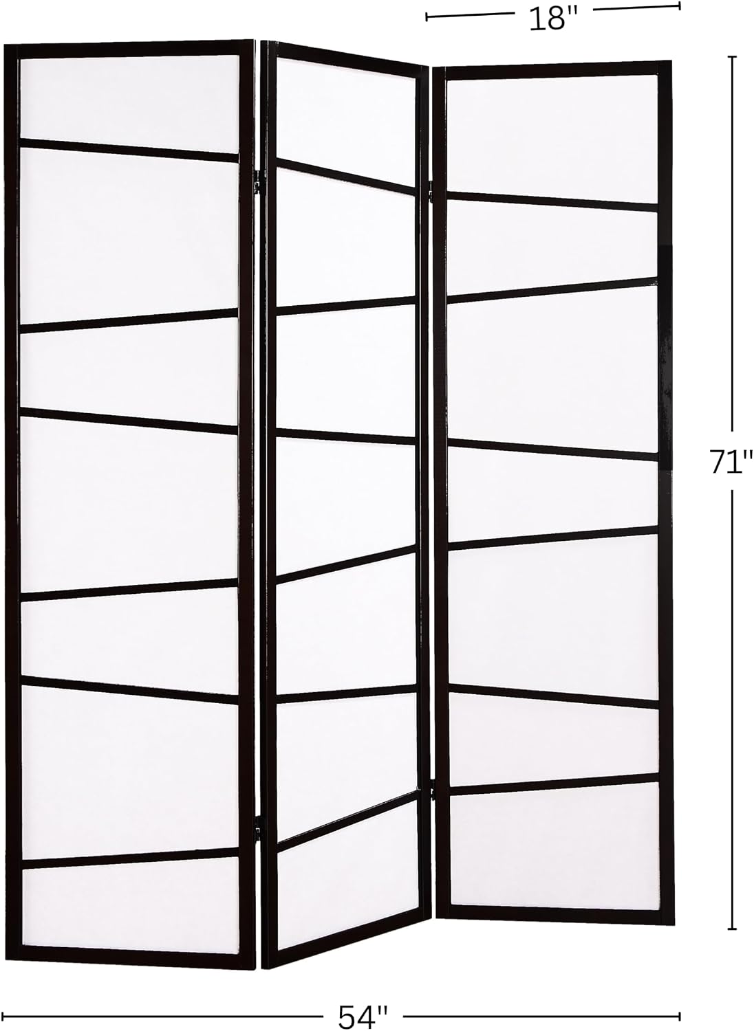 Roundhill Furniture 3-Panel Screen Room Divider, Black