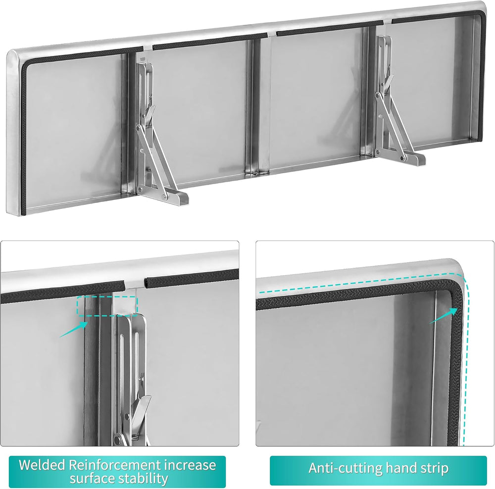 Concession Shelf 48"L x 12"W，22 gauge ASTM 304 Stainless Steel Fold...