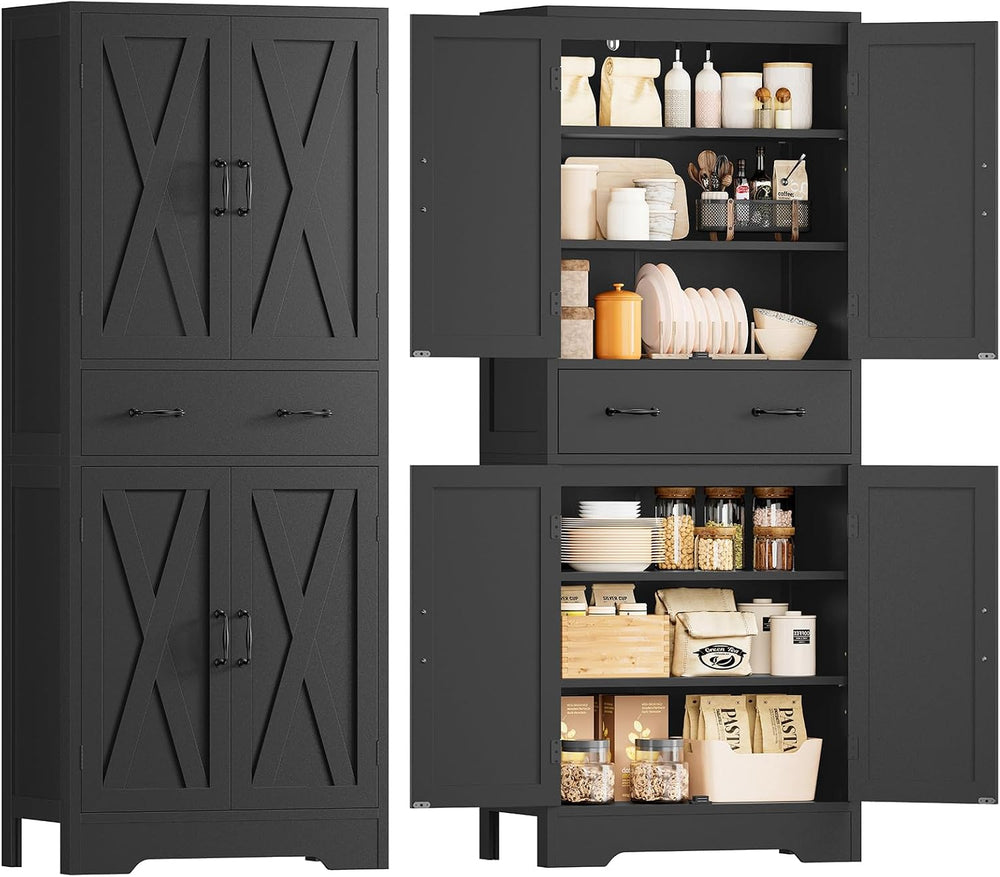 TEENFON Tall Storage Cabinet with 2 Adjustable Shelves & 1 Large Drawer, ...