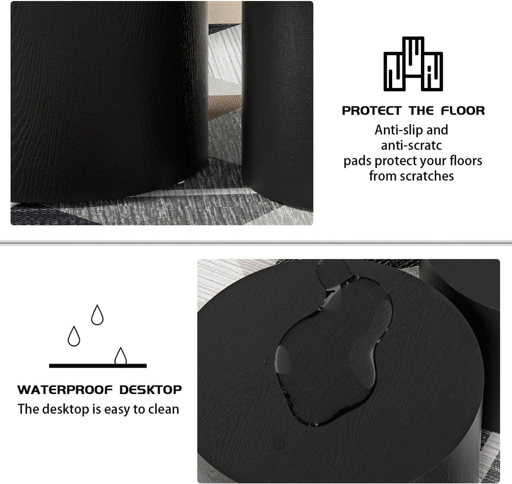 Nesting Coffee Table Set of 2, Modern Round Coffee Table with Non-Slip Feet, ...