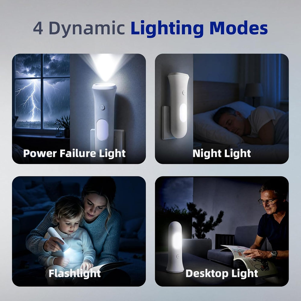 ROSSEX 4 in 1 Emergency Lights for Home Power Failure, 3 Pcs Rechargeable LED...