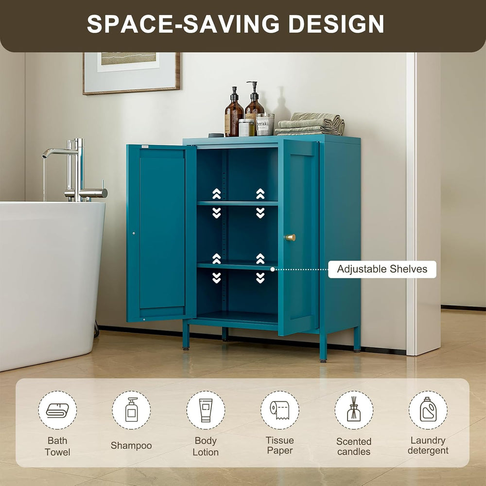 Bevivog Bathroom Floor Storage Cabinet,Blue Metal Locker Storage Cabinet