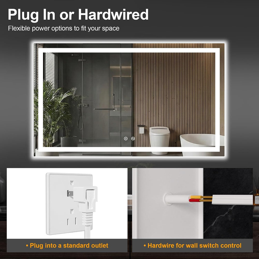 30x50 LED Bathroom Mirror with Lights, Lighted Vanity Mirror for Wall