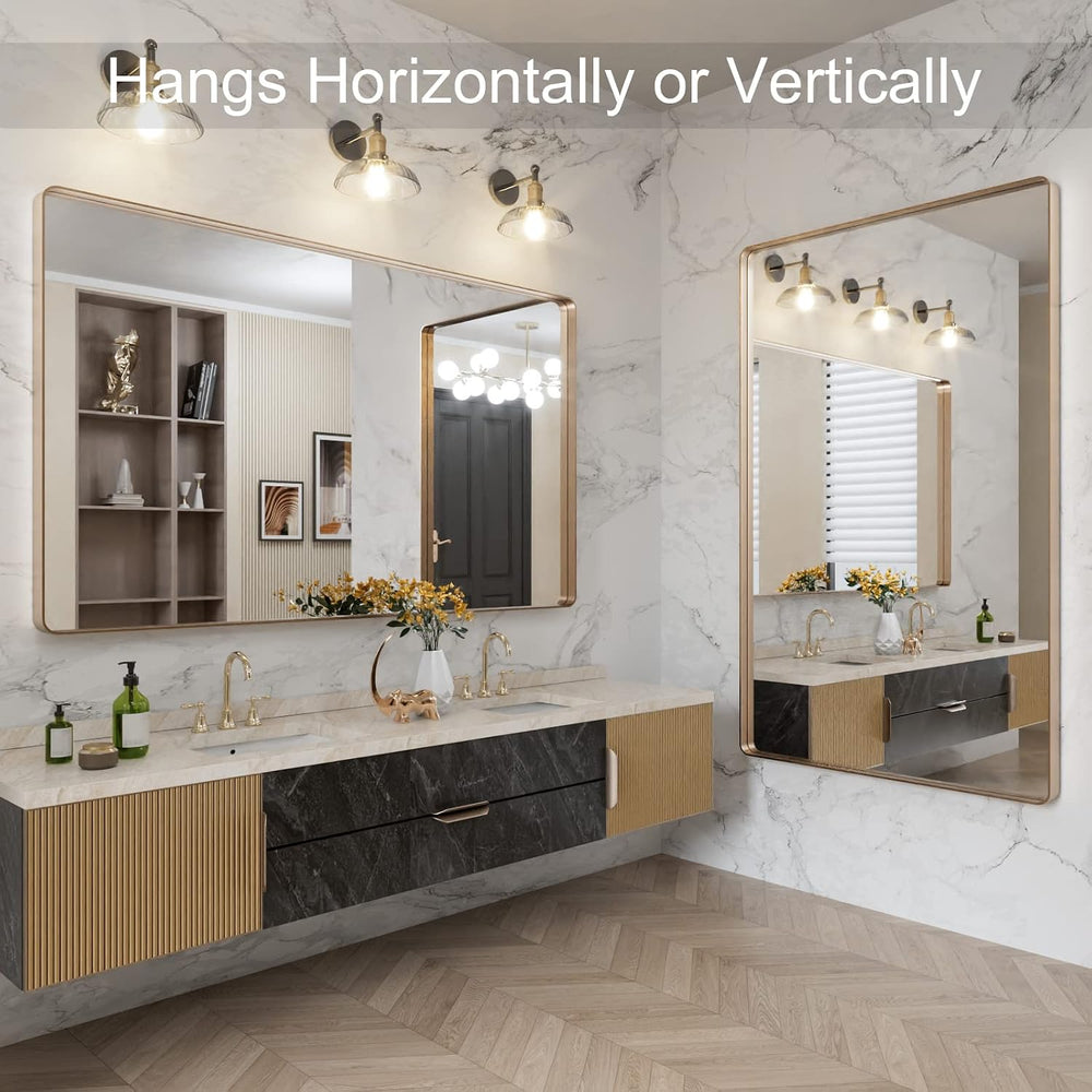 LOAAO 60"X36" Gold Bathroom Mirror