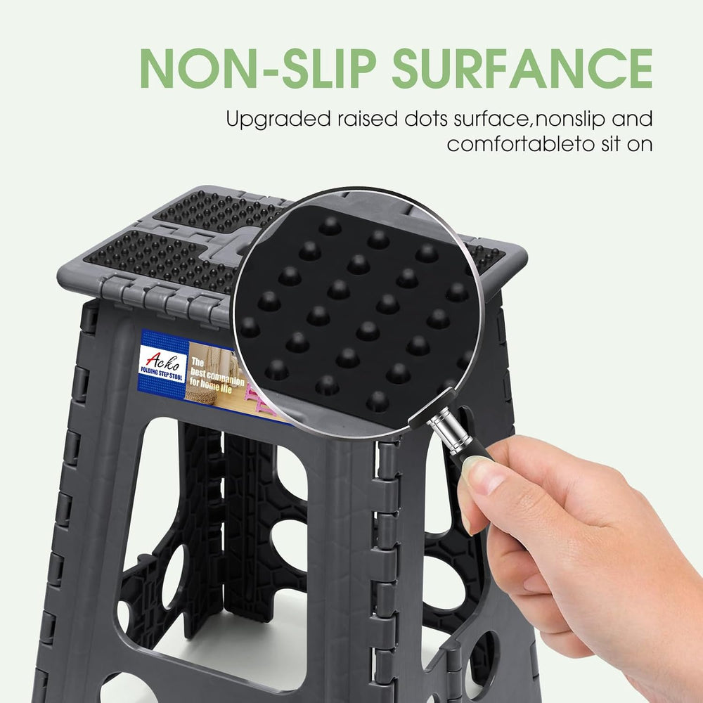 ACKO 17.5" Folding Step Stool, 400 lbs Capacity with Safety Lock, Dot Gray
