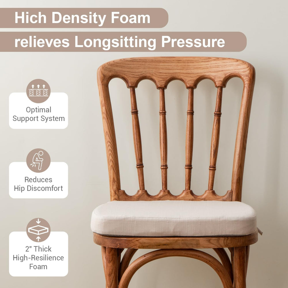 Beige Dining Chair Cushions with Ties, Waterproof Outdoor Seat Pads with Non-...