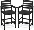 SERWALL 2-Pieces Tall Adirondack Chairs, HDPE Balcony Barstools Set, Black