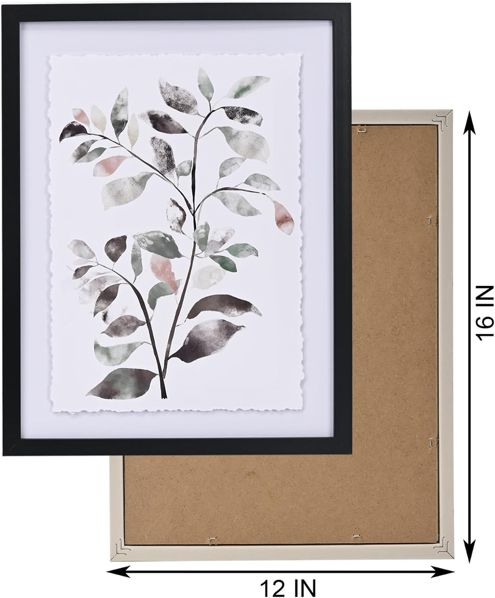 ArtbyHannah Framed Bathroom Wall Art Decor, 12x16'' Botanical Leaf Pr...