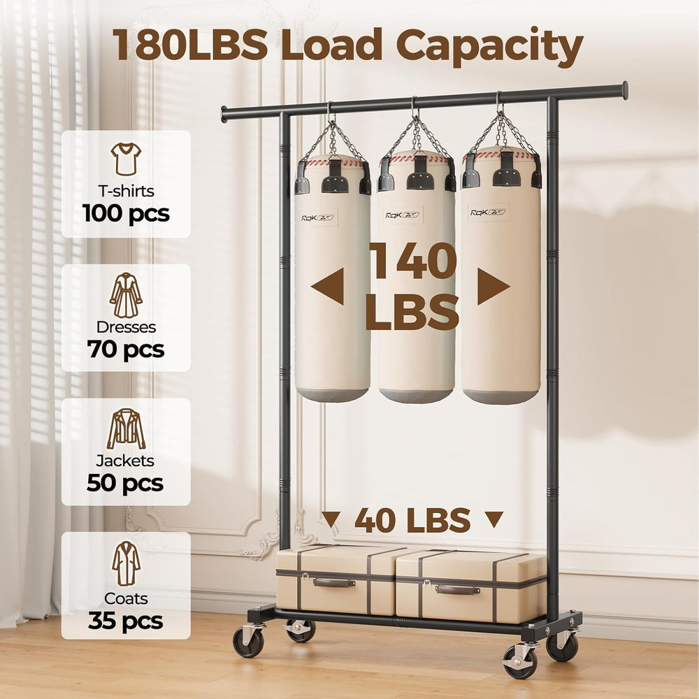 HYSEYY Clothes Rack, Clothing Rack for Hanging Clothes, Rolling Garment Rack ...