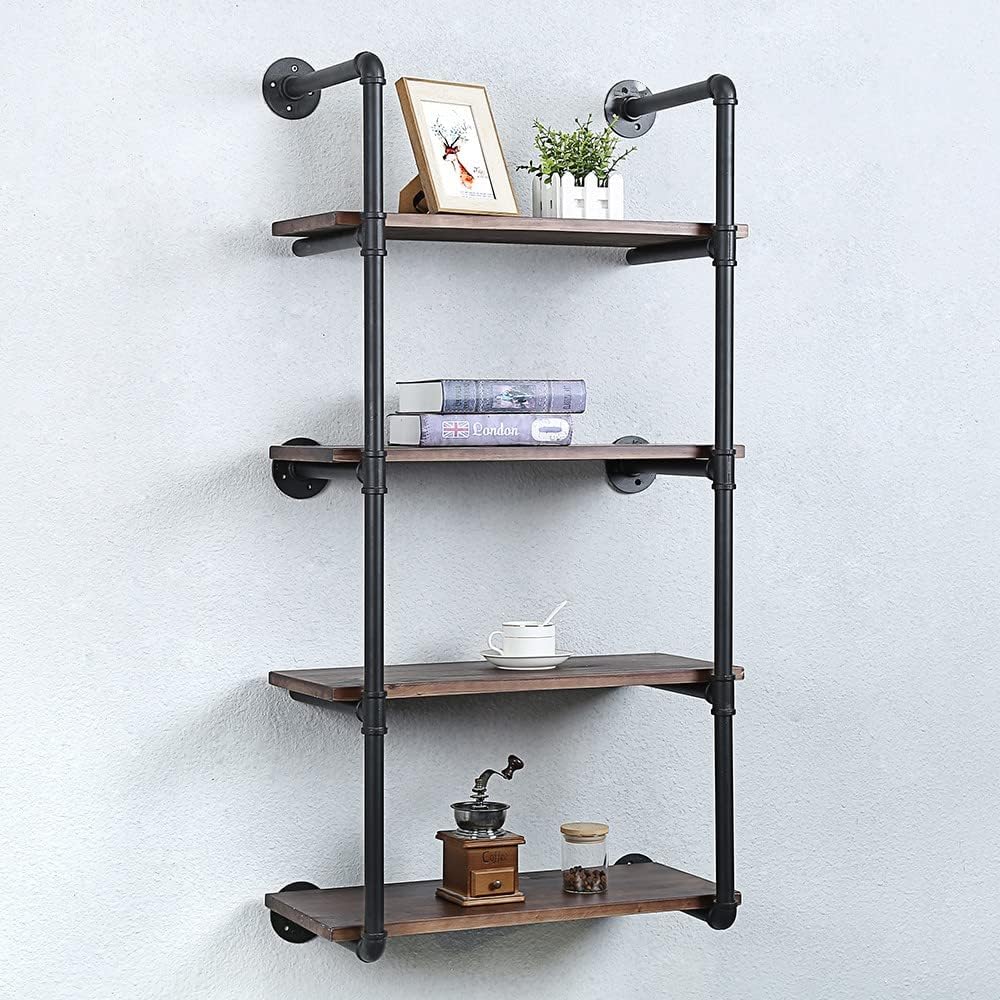 Industrial Pipe Shelves With Wood Planks,Rustic Pipe Shelving Wall Shelf