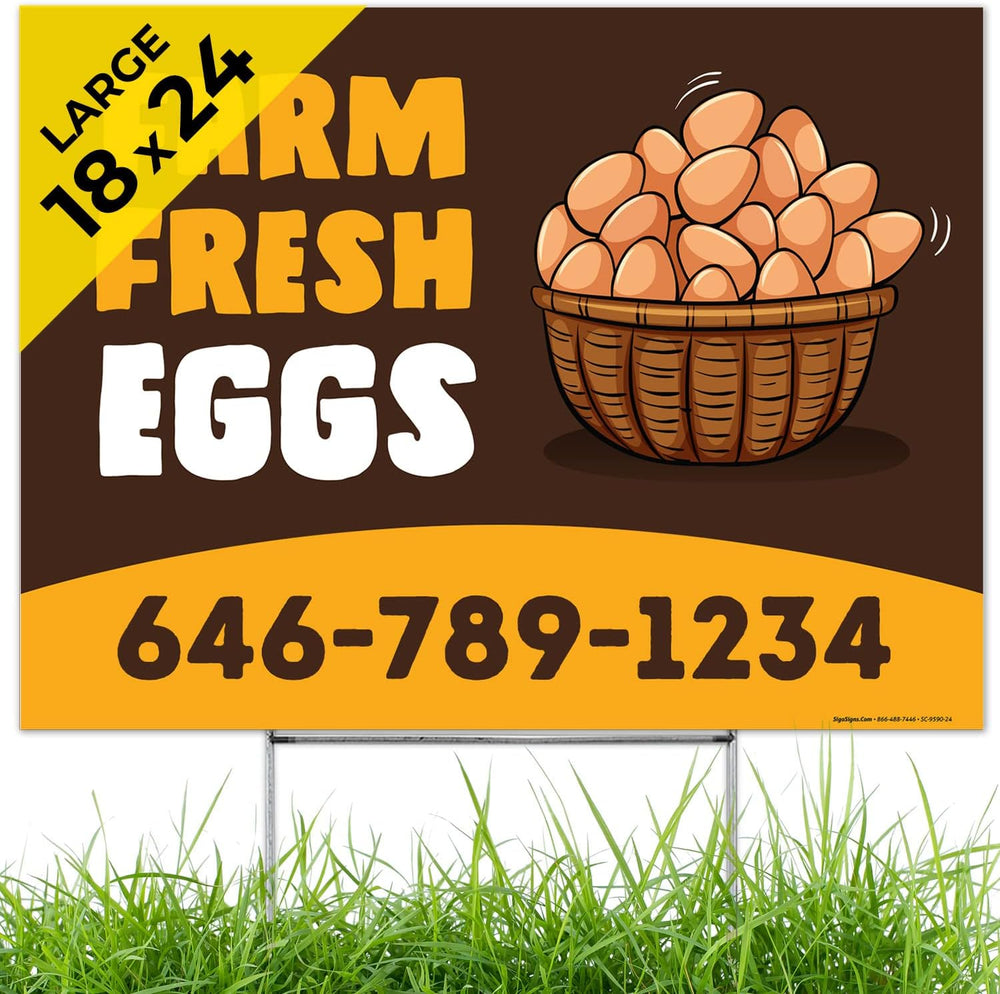 Custom Farm Fresh Eggs Sign, Personalize for Business and Outdoor Yard Sign, ...