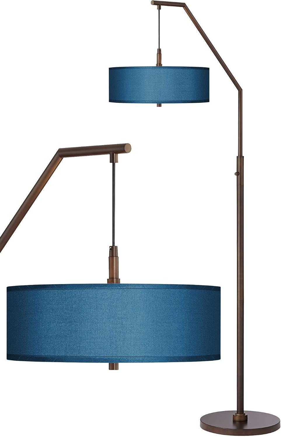Possini Euro Design 71 1/2" Tall Blue Drum Bronze Downbridge Arc Floor Lamp