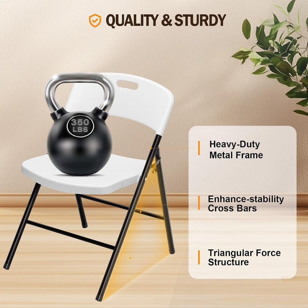 VINGLI Folding Chairs, Plastic Foldable Chair, Capacity up to 350 lbs, Portab...
