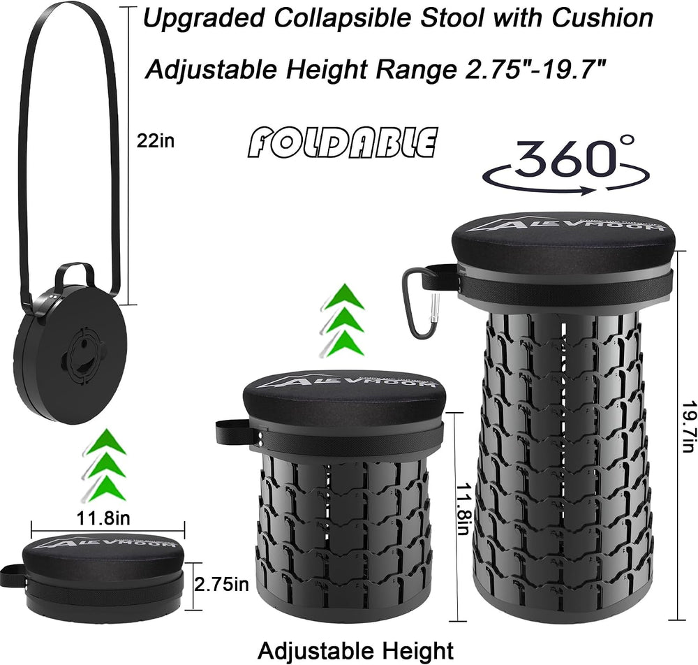 ALEVMOOM XXL Collapsible Stool with Thick Cushion,Taller 19.7" Wider 11....