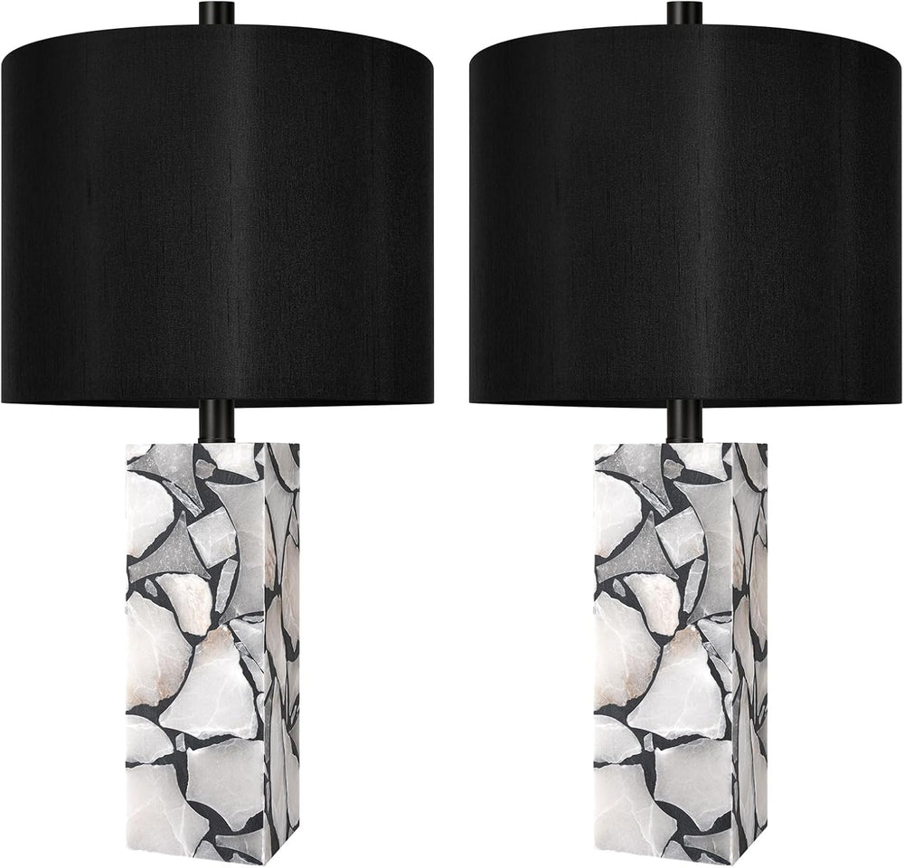 Scenekoy 23" Alabaster Table Lamps Set of 2 for Bedroom with Night Light