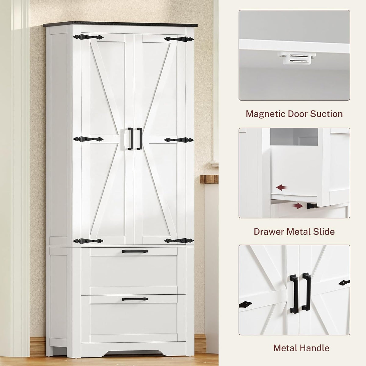 TEENFON Storage Cabinet with Doors & Adjustable Shelf