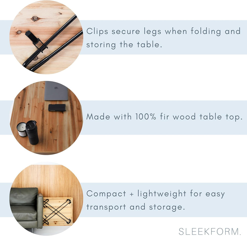 Sleekform The Portland Folding Table - Lightweight Portable Wood Desk