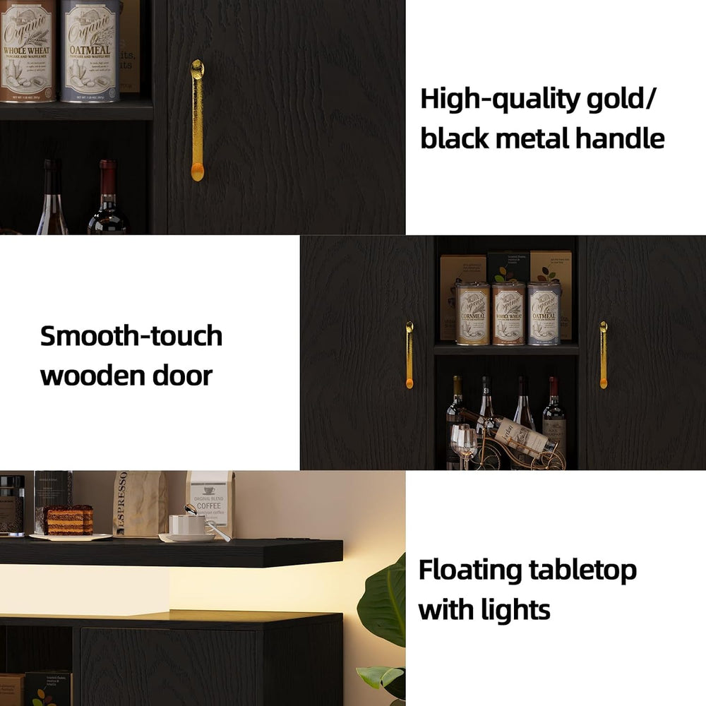 4 EVER WINNER 40-Inch Coffee Bar Cabinet with Storage and Charging Station