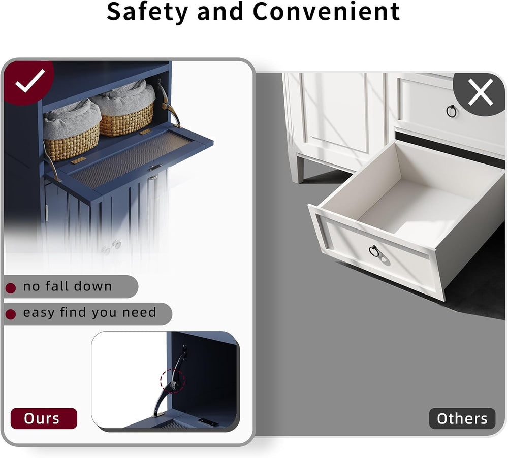 ChooChoo Bathroom Cabinet with Flip Glass Drawer,Freestanding