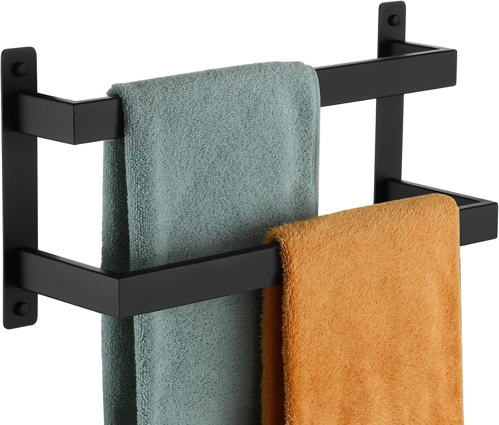 KOKOSIRI Towel Bars Black Bath Towel Holders 16 Inches Bathroom 2-Tiers Ladde...