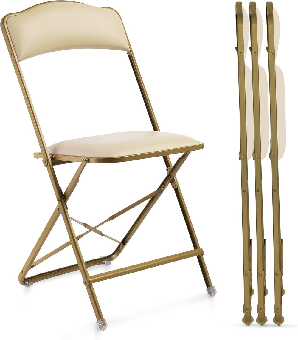 Premium Folding Chairs 4 Pack – Narrow 15” Seat, Padded Seat & Back – Fol...