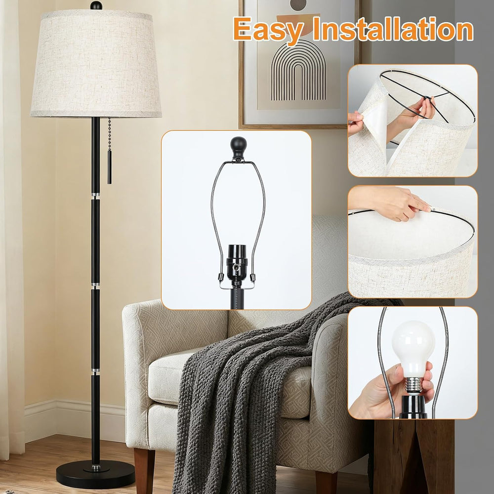 JUNNAI Modern Black Floor Lamp 63in for Living Room Bedroom Office