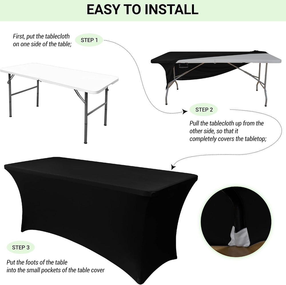 Obstal 6 Pack Stretch Spandex Table Covers for 6 Foot Tables, Light Coffee